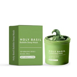 Mascarilla de Arcilla en la cara Holy Basil, 90G Limpieza Profunda con Burbujas, Purificante de Poros, con Cuchara (1pcs)                             