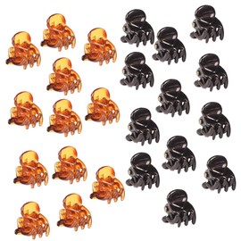 FRCOLOR 24pcs Mini Plastic Hair Claw Clips Durable Non Slip Hair Styling Accessories for Women Easy to Use Black and Tortoiseshell Colors