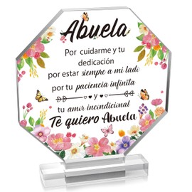 Yopyame Spanish Grandma Birthday Gifts - Regalos para Abuela Acrylic Plaque Decor Keepsake Paperweights Gifts for Grandma in Spanish Christmas Mothers Day Gifts for Grandma from Granddaughter Grandson