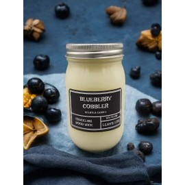 Leah's Lite WOOD WICK * 16 OZ * BLUEBERRY COBBLER SCENTED * LEAH'S LITE CANDLE