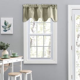 Ellis Curtain Lisa Solid 58" x 15" Lined Scallop Valance, Mist