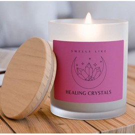Healing Crystals Scented Candle, 11oz Soy Blend, Wooden Wick, 50-Hour Burn Time (Vanilla)