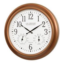 La Crosse Technology 404-59907-INT 18-inch Indoor/Outdoor Classic Antique Copper Atomic Analog Wall Clock