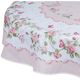 Rose Printed Tablecloth 60 inch Round or 61"x98" Rectangle Tablecloth Fabric Table Cover for Kitchen, Dining Room and Party (155 cm ≅ 60 inch Round)