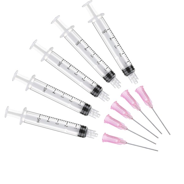 5 Pack 5ML/CC Premium Ink Filling Syringe with Blunt Needle