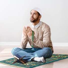 Muslim Prayer Rug Ramadan Carpet Turkish Islamic Praying Mat with Tassel Religion Supplies,Indoor Area Blanket for Hallway,Living Room, Bedroom, Office