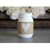 Spring Decor White Heart Painted Mason Jar | Wedding Table