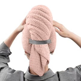 Hair Drying Towel, 24X40 Inches Soft Hair Caps Quick Dry, Curly Hair Plopping Towel, Super Absorbent Hair Turban Towel for Wet Curly Long Hair