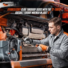 SUZUME Torque Wrench (25-250 Ft. Lb/ 32.5-325 N.m) 72 Tooth Dual-Direction Adjustable Torque Wrench 1/2 Drive with Dual-Scales ±3% High Accuracy 1/2 Torque Wrench for Trucks