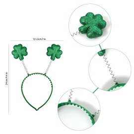 JNAWA St. Patrick Day Headband Shamrock Green Clover Leaf Headband Irish Gifts Fancy Dress Hair Accessory for Irish Day Party. (6)