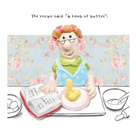 Model Family Birthday Card for Her, The Recipe Said 'A Knob of Butter'. Female Birthday Card, Funny Birthday Card for her