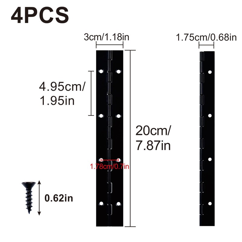 4PCS 8" Piano Hinges for Cabinet Heavy Duty Continuous &