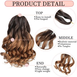 French Curl Braiding Hair 14 Inch Curly Braiding Hair 8 Packs Pre Stretched Bouncy Loose Wave French Curls Crochet Braids for Black Women(T4/30, 14 inch)