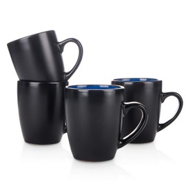 Stone Lain Albie Stoneware Dish Set, 4 Mugs, Blue and Black