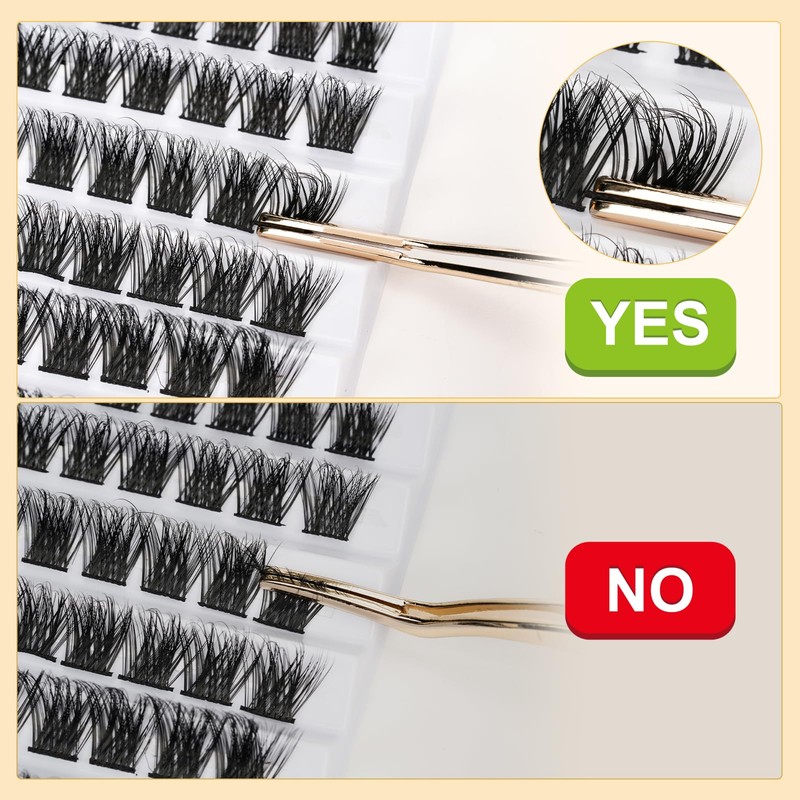 QUEWEL DIY Lash-Extensions Kit MIX10-18mm Lash-Clusters with Bond&Seal Super Hold,