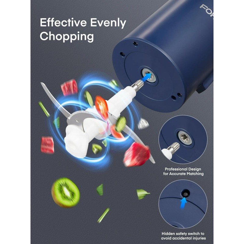 Electric Food Chopper with 2 Bowls/2L, 2 Sets Blades, FOHERE