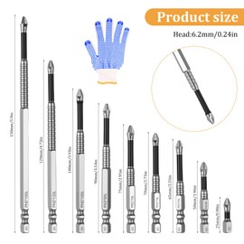 9 High Magnetic Screwdriver Drill Bit Set, High Magnetic Screwdriver Drill Bit Set, Magnetic Bits for Cordless Screwdriver, Hammer Drill, 25-150 mm