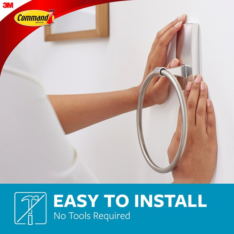 Command Hand Towel Holder Satin Nickel with Water Resistant Command