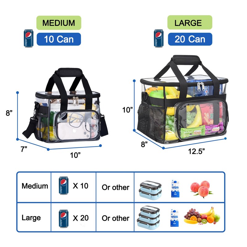 UEASE Clear Lunch Bag 20-Can with Adjustment Shouder Strap for
