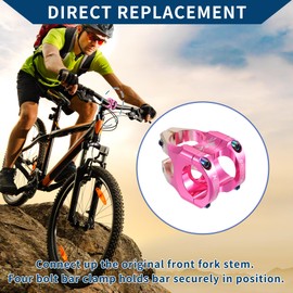 Hihaha Bike Stem/Short Handlebar Adjustable Stem/for Mountain Bike Durable Aluminum Alloy 35mm Stem Length/ 1Pcs Rose Gold Tone Pink