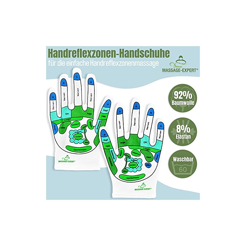 Hand Reflex Zone Gloves for Hand Reflexology Massage German Lettering