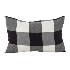 Fennco Styles Home Decor Buffalo Check Plaid Cotton Throw Pillow (Black, 13"x20" Pillow Case+Insert)