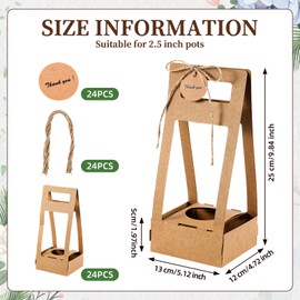 AmazingSpark 24 Pcs Succulent Wrap Bags Bulk - Fits 2-Inch Pots Kraft Paper Succulent Gift Box with Thank You Cards for Wedding, Baby Shower, Plant Party Favors