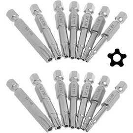 Bestgle 2 Set of 7pcs 1/4 Inch Hex Shank Star Screwdriver Bits T10-T40 Magnetic Security 5 Point Torx Head Screw Driver Bit Set, 50mm Length
