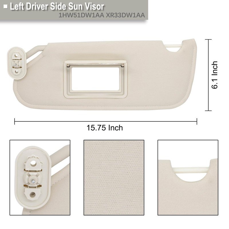 NHILES Driver Left Side Sun Visor Replacement Compatible with Chrysler