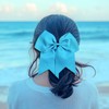 ZESION Large Sky Blue Hair Bows, 4-Pack Grosgrain Ribbon Cheer
