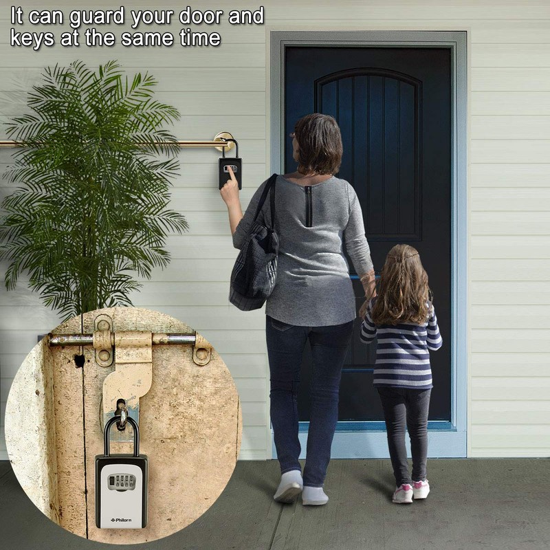 Philorn Key Lock Box with Shackle Portable Key Safe with