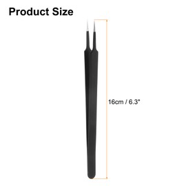 HARFINGTON 2pcs Stainless Steel Precision Tweezers 6.3 Inch Long Handle Pointed Tip Tweezers Multi Purpose for Craft Industrial Work Laboratory Use, Black