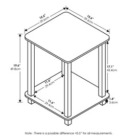 Furinno Simplistic End Table, Columbia Walnut/Black