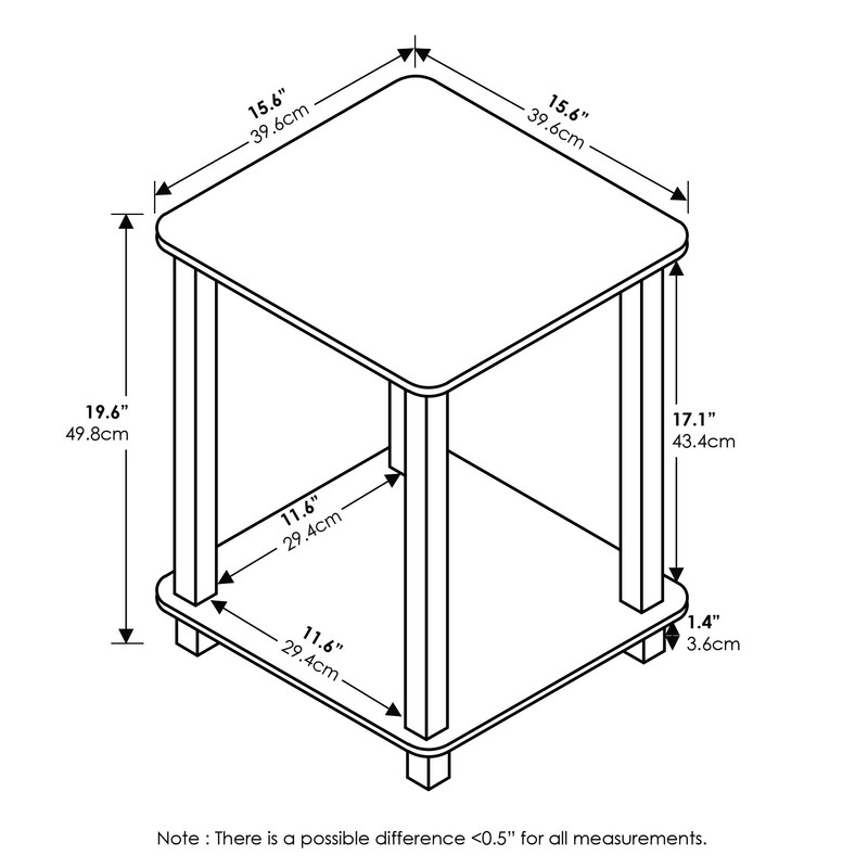 Furinno Simplistic End Table, Columbia Walnut/Black