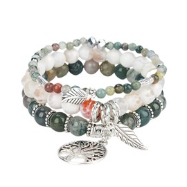Jardme Beaded Bracelets for Women, Healing Stone Crystal Bracelets Tree of Life Bracelet Yoga Stretch Chakra Bracelet Set Jewelry Gifts