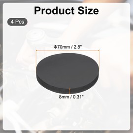 PATIKIL Rubber Solid Discs Washers, 4 Pcs Anti-Vibration Spacer 70mm OD x 8mm Thick Rubber Round Gasket Pad Bushings Spacer Washer for DIY Gasket Craft, Black