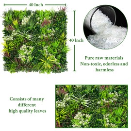 ODTORY Artificial Plant Wall Panels: 20"×20" 4P UV-Anti Faux Grass Wall Backdrop Boxwood Ivy Fence Privacy Screen Fake Greenery Leaf Hedge for Outdoor,Indoor,Garden,Backyard and Home Decor