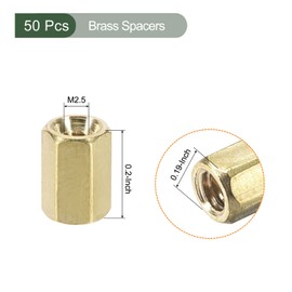 YOKIVE 50 Pcs M2.5 Spacers, Brass Hex PCB Standoffs Nuts, Keep Height Consistent, Great for Motherboard, Circuit Board, Electronics (Gold Tone, 5mm)