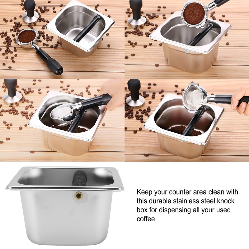 Stainless Steel Coffee Knock Box Coffee Grounds Container Box for