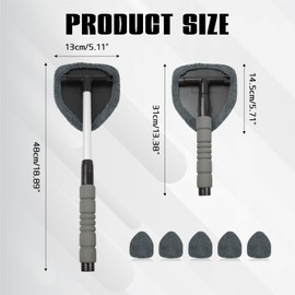 wuyaoyao 14PCS Car Windshield Cleaning Tool, Car Glass Wiper Kit with Window Cleaner, Microfiber Pads, Spray Bottle, Extendable Handle, Interior Detailing Dust Brush, Car Cleaning Supplie (Gray)