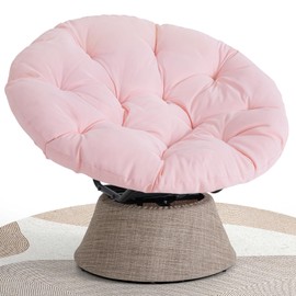 ONBRILL 43″ Ergonomic Papasan Chair with Soft Thick Cushion and Sturdy Steel Frame, 360 Degree Swivel Chair for Living Room, Bedroom, Reading Room, Patio, Outdoor, Pink
