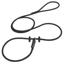 Slip Lead Dog Leash – Strong Nylon Training Rope with Spring-Loaded Adjustable Stopper – 5/16" x 4/5/6ft -No Pull Heavy Duty Leash for Small Medium Large Dogs (Black, 6 FT with 2 stoppers)