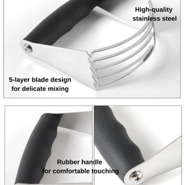 Dough Blender Stainless Steel Pastry Cutter Heavy Duty Dough Cutter With Blades for Butter, Biscuit, Baking, Kneading, Dough, Flakier and Fluffier Pie Crusts, Almond