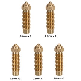 KOYOFEI 20 Pieces Brass Nozzles for Neptune 4 Plus, 3D Printer Parts 8 Pieces 0.4 mm, 3 Pieces 0.2 mm, 0.6 mm, 0.8 mm, 1.0 mm Brass Nozzle Set for ELEGOO Neptune 4 Plus, Neptune 4 Max
