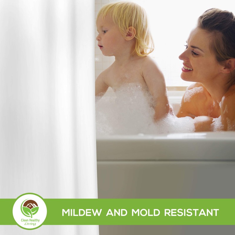 Clean Healthy Living Heavy Duty PEVA White Shower Curtain Liner