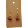 Handmade Cherry Earrings Red Gold Tone Glass 3D Sterling Silver