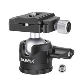 NEEWER Cabeza de Bola de Trípode de Perfil Bajo de 28mm Rotación Panorámica de 360°con Placa de Liberación Rápida Tipo Arca de 1/4" y Nivel de Burbuja para Cámaras DSLR, Carga Máxima: 11lb/5kg