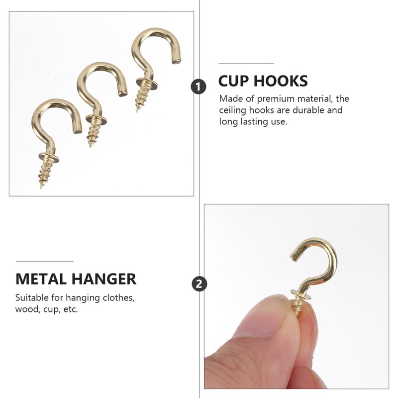 Veemoon Copper Plated Ceiling Hooks 20pcs Metal Screw-in Hooks for