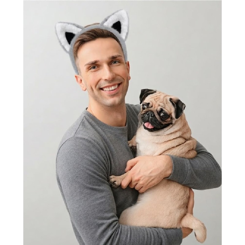 Grey Wolf Ears Headband Grey Cat Ears Headband Gray Fox