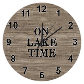 UFunhome Lake on Lake Time Wall Clock Battery Operated Non Ticking Silent Farmhouse Wall Clock Retro Wood Grain Hanging Clock for Living Room/Office/Home/Kitchen Gift for Him 15-Inch